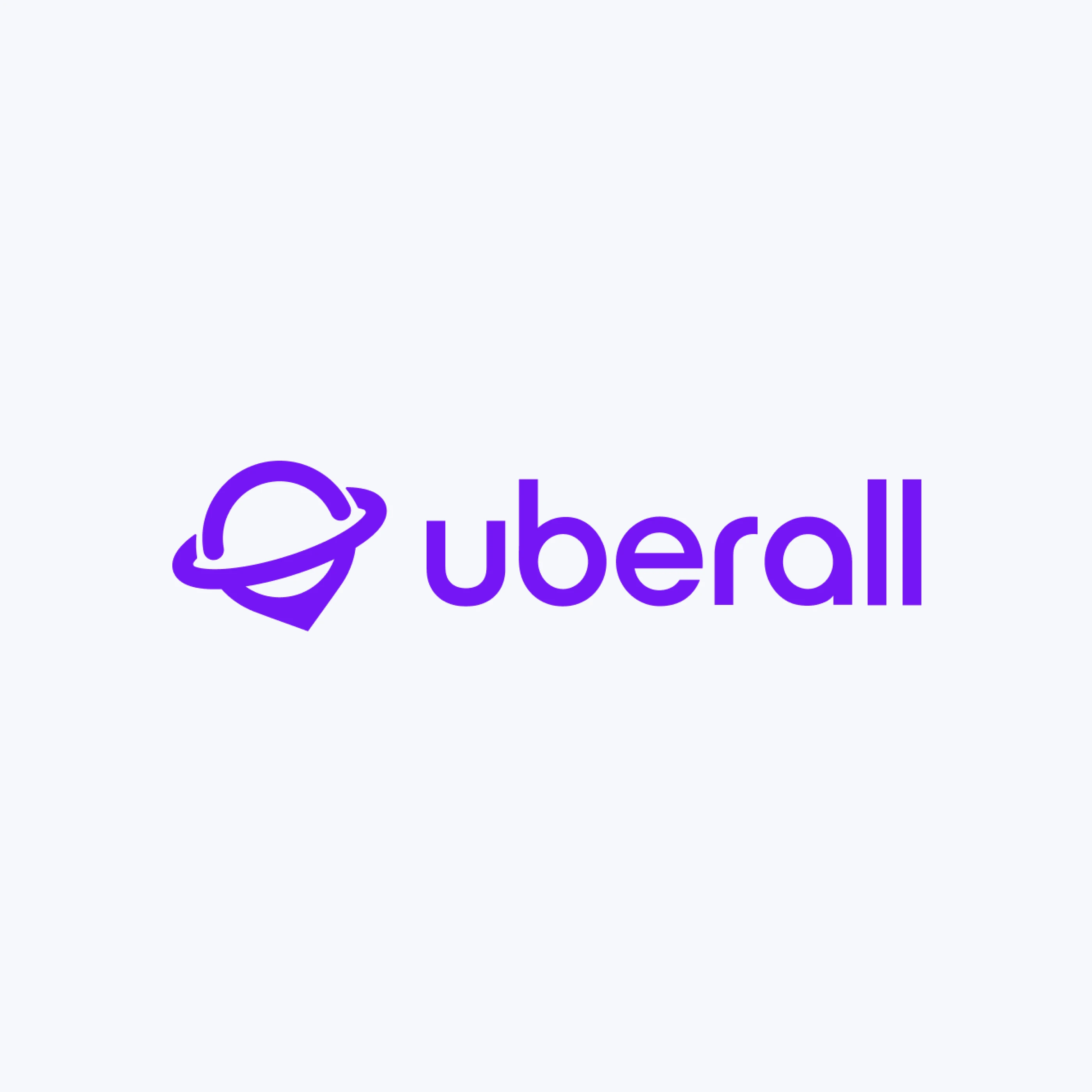 Logo von Uberall in lila, das einen stilisierten Planeten mit einem Ring darstellt.